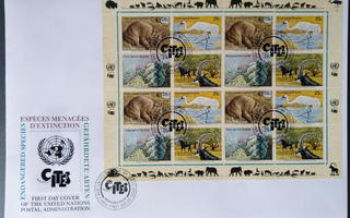 YK-posti, uhanalaiset eläimet, blokki 1993, FDC