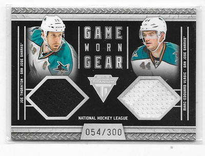 2012 Game Worn Gear # Joe Thornton & M-E Vlasic San Jose
