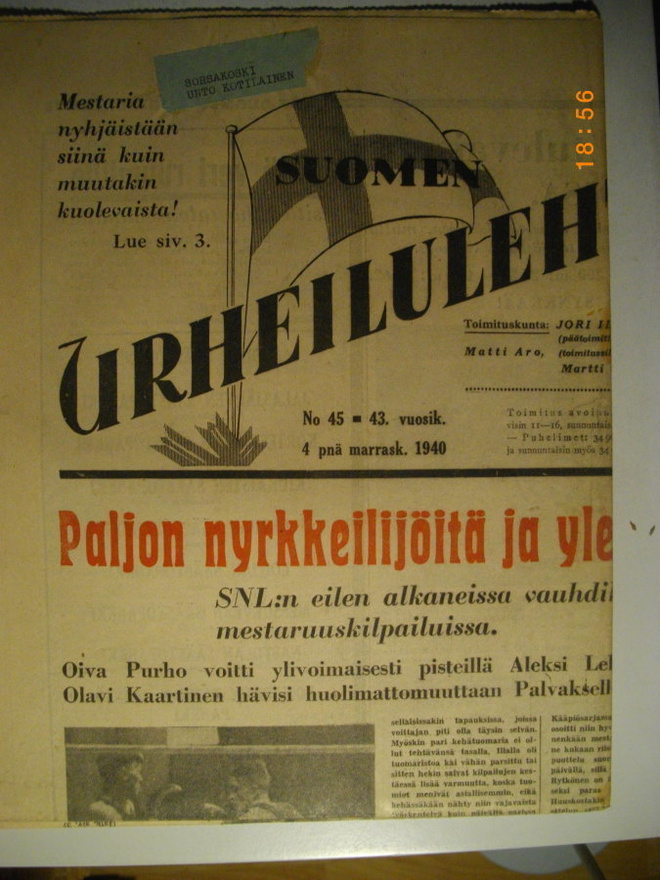 Suomen Urheilulehti Nro 45/1940 (16.3)