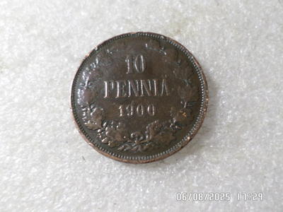 10 penniä 1900 kulkematon patinoitunut.