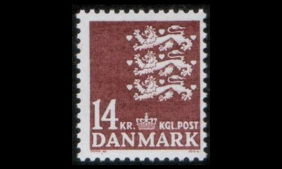 Tanska 756 ** Vaakuna 14 kr ruskea (1982)