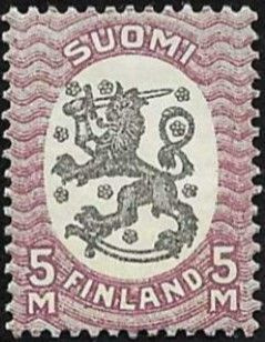 1917 M-17 Saarinen 5 mk lila/musta * LaPe 75 A liimakejälki