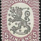 1917 M-17 Saarinen 5 mk lila/musta * LaPe 75 A liimakejälki - pikkukuva 1