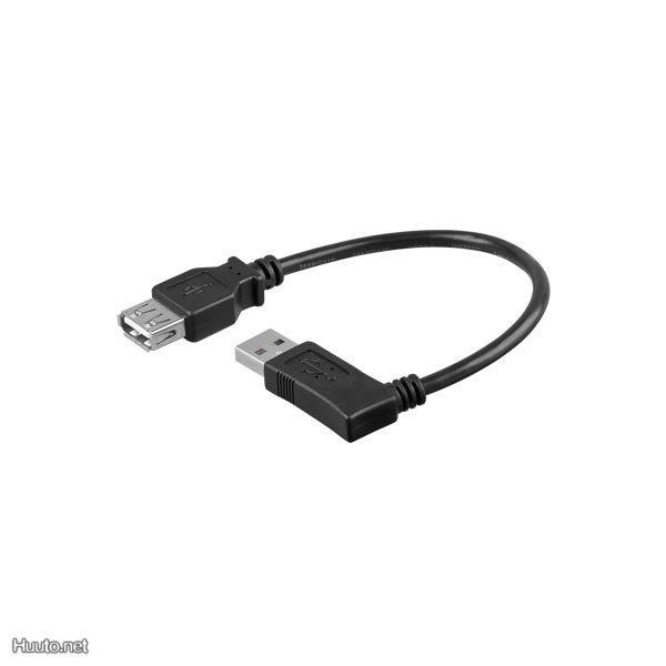 USB 2.0 jatkokaapeli A uros kulma - A naaras, 0.3m