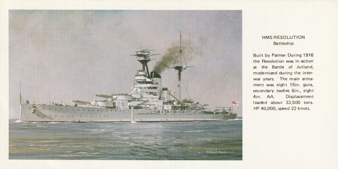 LAIVAKORTTI - TAISTELULAIVA HMS RESOLUTION