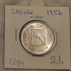Hopearaha 200 markkaa 1956, Suomi, 8,3 g Ag500 - pikkukuva 2