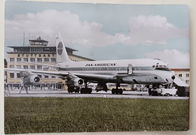 Stuttgard, lentoasema, Pan American kone, p. 1966 Suomeen
