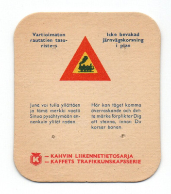Kahvilappu Vartioimaton rautatien tasoristeys.