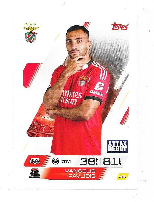 2025-26 Topps Match Attax #216 Vangelis Pavlidis , Benfica