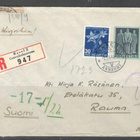 v. 1944 kirje Sveitsistä Suomeen, lipukkeita, leimoja, jne. - pikkukuva 1