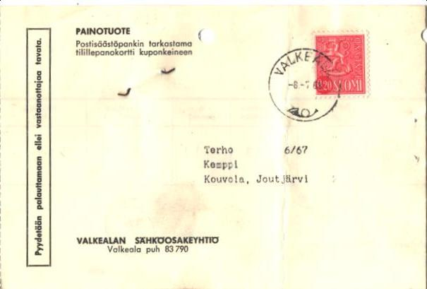 POSTILÄHETYS PAINOTUOTE VALKEALA-KOUVOLA