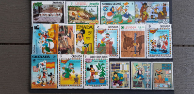 Walt Disney Postimerkkejä ** 16 kpl