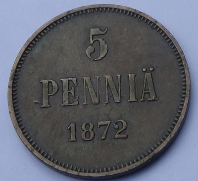 1872 5 penniä kl6