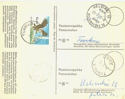 1970 luonnonsuojelu jälkitaksoituskortilla