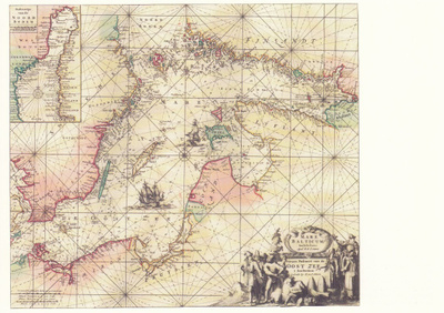 Vanha kartta Itämeri Mare Balticum (isohko postikortti)