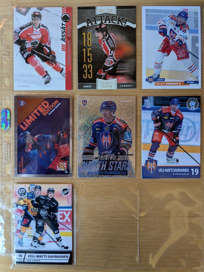 Veli-Matti Savinainen (Ässät, Tappara, TPS) 7 kpl kortteja