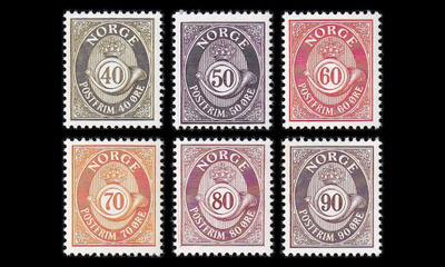 Norja 758-63y ** Käyttösarja postitorvi 40-90 öre (1978)