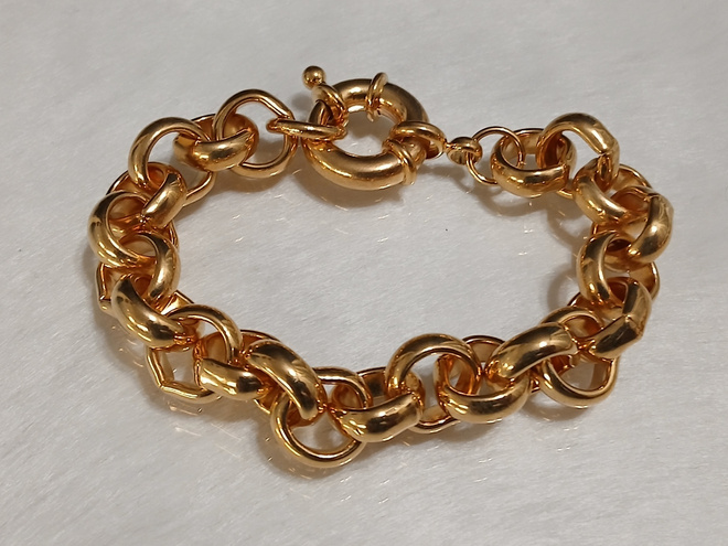 Upea 21k kullattu Kanadalainen papu rannekoru Gold plated Vi