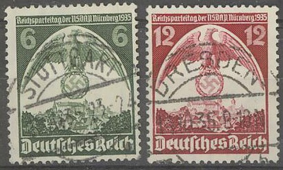 Saksa Mi 586-7 kaunisleimaiset