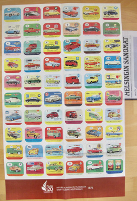 VANHA Mainos Juliste Paulig 120 v Autot Kahvikortit