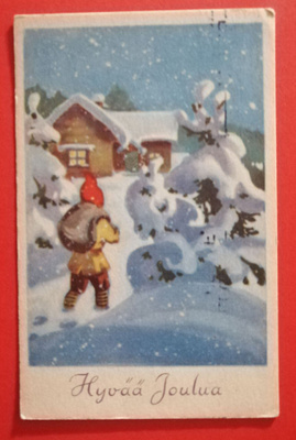 Vanha joulukortti kulk. 1944