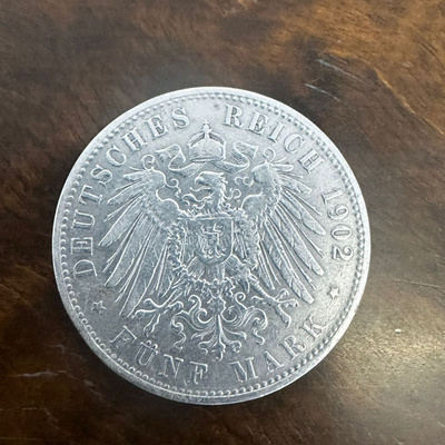 Saksa Baijeri 5 Markkaa 1902 D (Hopeakolikko 27.7g / .900)