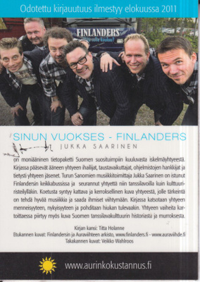 Finlanders. sinun vuokses. kirja.  Jukka Saarinen,  e175