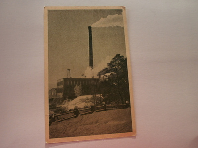 Jämsänkoski, tehtaita, piiput, savua, mv pk, p. 1965