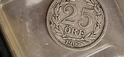 25 Öre 1907 hopeaa kolikko