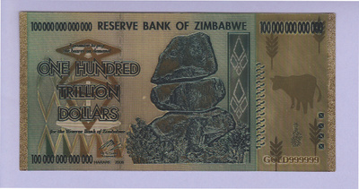 Zimbabwe 100 000 000 000 000 Dollars v.2008 UNC (Fantacy)
