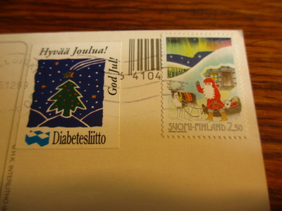 interlitho postikortilla joulumerkit kulkenut1999