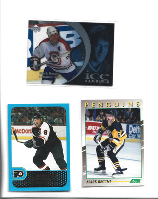3 X MARK RECCHI -1 erkkari=YOUNG SUPERSTAR # 22 - SCORE 1991