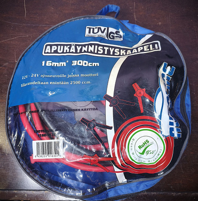 Apukäynnistyskaapelit, 16mm2, 300cm