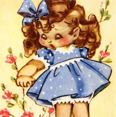 Evalisa Agathon / Tyttö sinipallollisessa mekossa. 1950-l.