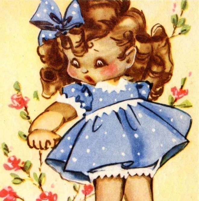 Evalisa Agathon / Tyttö sinipallollisessa mekossa. 1950-l.
