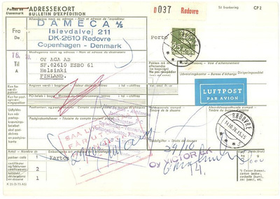 Tanska Mi 399 yksin lentopakettikortti Suomeen