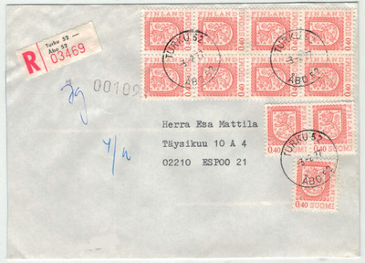 1975 40p oranssi 11 kpl R-kirje -77