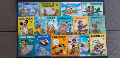 Walt Disney Postimerkkejä ** 16 kpl