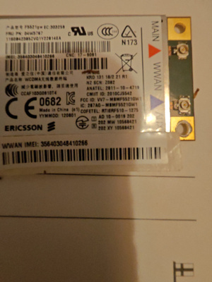 Ericsson WWAN mini PCI-E -kortti