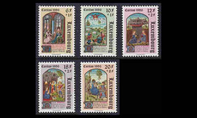 Luxemburg 1163-7 ** Caritas miniatyyreja (1986)