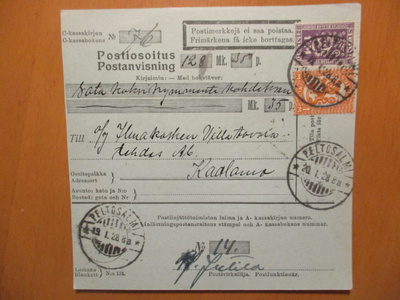 1928 Peltosalmi postiosoitus Kaalamoon