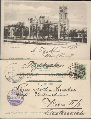 Vaasa kirkko 1899 kortti Itävaltaan