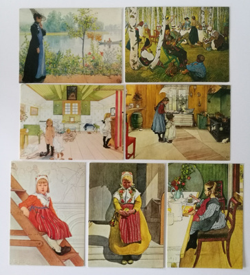Carl Larsson, postikortti 7 kpl, kulkematon