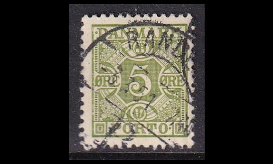 Tanska PORTO_27 o 5 öre vihreä ruututausta (1934)