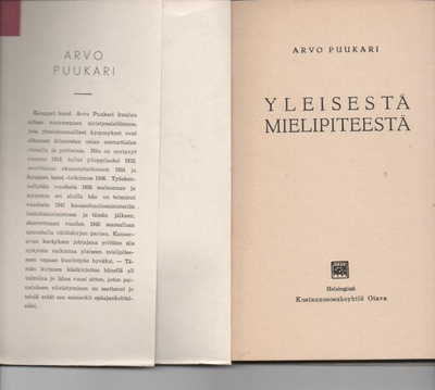 Arvo Puukari: Yleisestä mielipiteestä