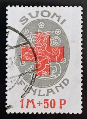 1922 Punainen Risti 1mk+50p - leimattu