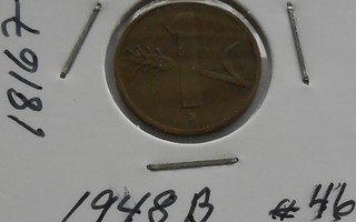 SVEITSI  1 Rappen  v. 1948B  KM#46  Circ