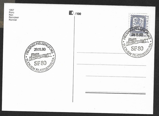 Helsinki - Suomen filatelistiseura 80 29.11.1980