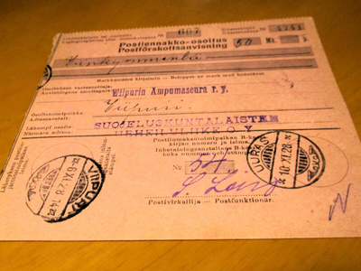 1920 Uuras osoitus Suojeluskuntalaisten Urheiluliike Viipuri