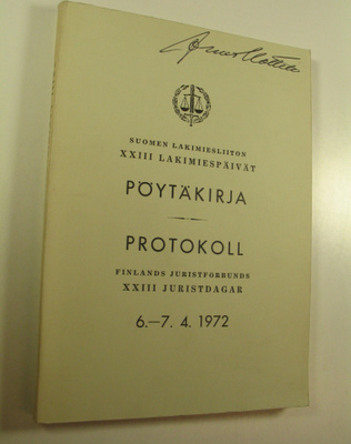 Suomen lakimiesliiton lakimiespäivien pöytäkirja 6.-7. 4....